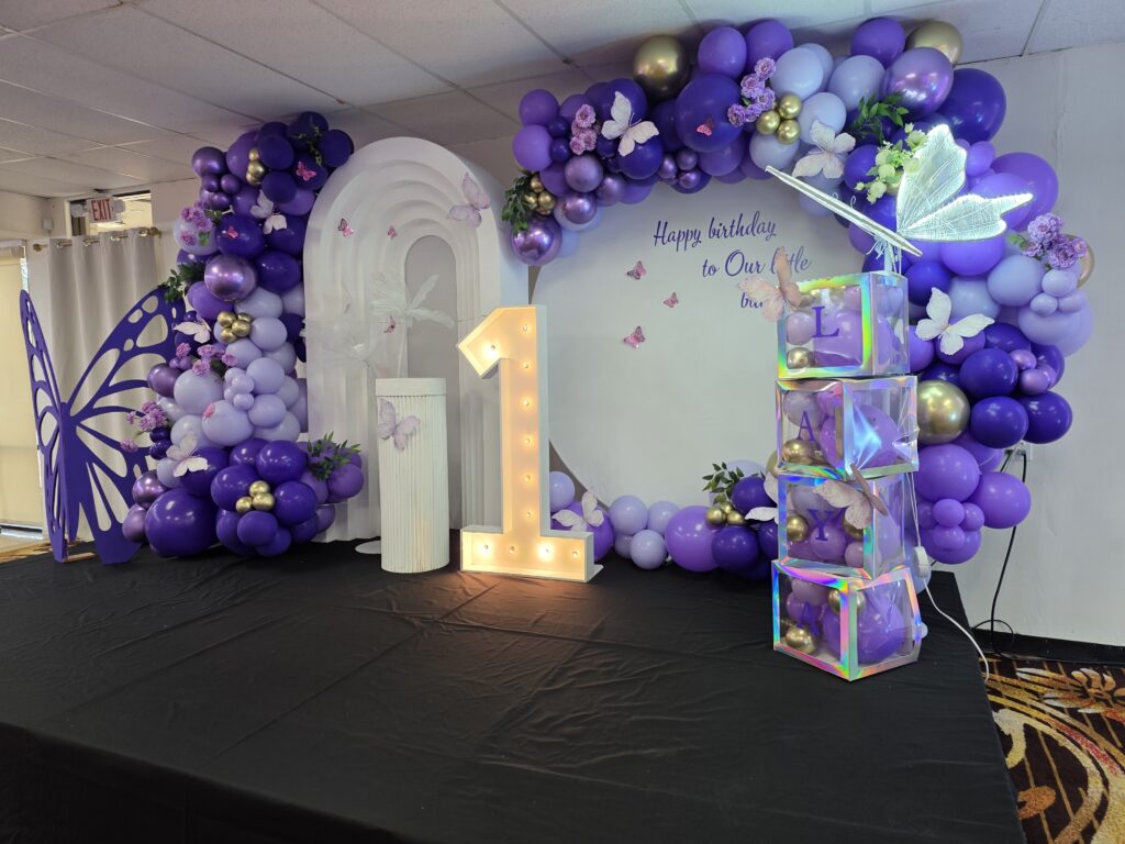 Courtyard Purple Theme Kids 1st Birthday Party