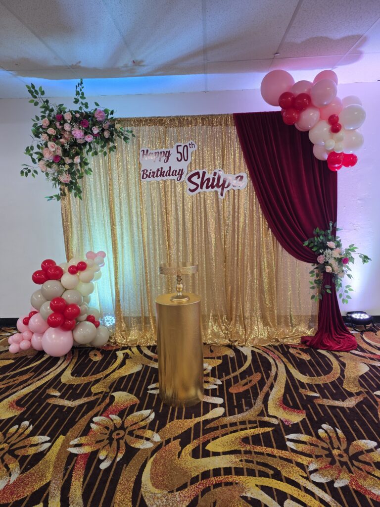 Courtyard – 50th Birthday Bash Party Center Decor Backdrop 1